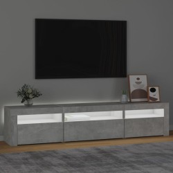 Meuble TV avec lumières LED Gris béton 195x35x40 cm 613895613895