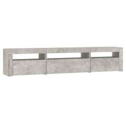 Meuble TV avec lumières LED Gris béton 195x35x40 cm 613895613895