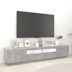 Meuble TV avec lumières LED Gris béton 200x35x40 cm 613896613896