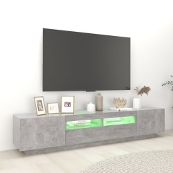 Meuble TV avec lumières LED Gris béton 200x35x40 cm 613896613896