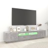 Meuble TV avec lumières LED Gris béton 200x35x40 cm 613896613896