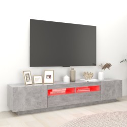 Meuble TV avec lumières LED Gris béton 200x35x40 cm 613896613896
