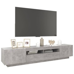 Meuble TV avec lumières LED Gris béton 200x35x40 cm 613896613896