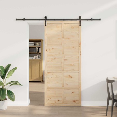 Porte coulissante Naturel 100 x 208 cm Bois de pin massif 613897613897
