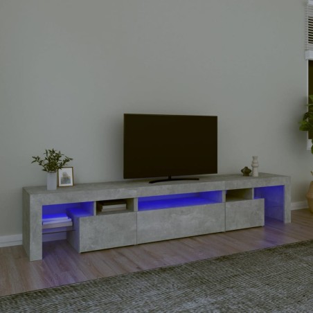 Meuble TV avec lumières LED Gris béton 215x36,5x40 cm 613901613901