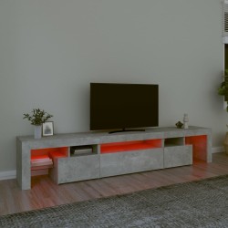 Meuble TV avec lumières LED Gris béton 215x36,5x40 cm 613901613901