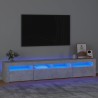 Meuble TV avec lumières LED Gris béton 210x35x40 cm 613903613903