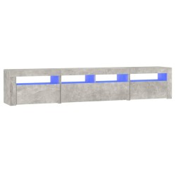 Meuble TV avec lumières LED Gris béton 210x35x40 cm 613903613903