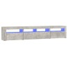 Meuble TV avec lumières LED Gris béton 210x35x40 cm 613903613903