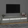 Meuble TV avec lumières LED Gris béton 210x35x40 cm 613903613903