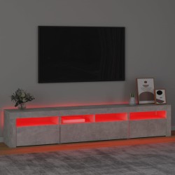 Meuble TV avec lumières LED Gris béton 210x35x40 cm 613903613903