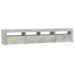 Meuble TV avec lumières LED Gris béton 210x35x40 cm 613903613903