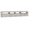 Meuble TV avec lumières LED Gris béton 210x35x40 cm 613903613903