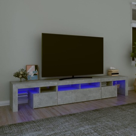 Meuble TV avec lumières LED Gris béton 230x36,5x40 cm 613904613904