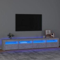 Meuble TV avec lumières LED Gris béton 240x35x40 cm 613905613905