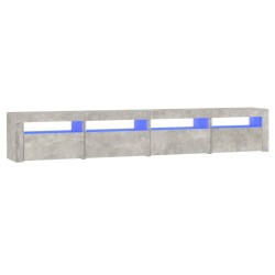 Meuble TV avec lumières LED Gris béton 240x35x40 cm 613905613905