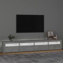 Meuble TV avec lumières LED Gris béton 240x35x40 cm 613905613905