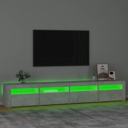 Meuble TV avec lumières LED Gris béton 240x35x40 cm 613905613905