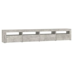 Meuble TV avec lumières LED Gris béton 240x35x40 cm 613905613905