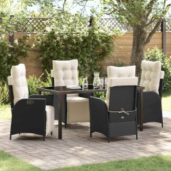 Ensemble de salle à manger pour jardin 5 pcs Noir polyrotin 613909613909