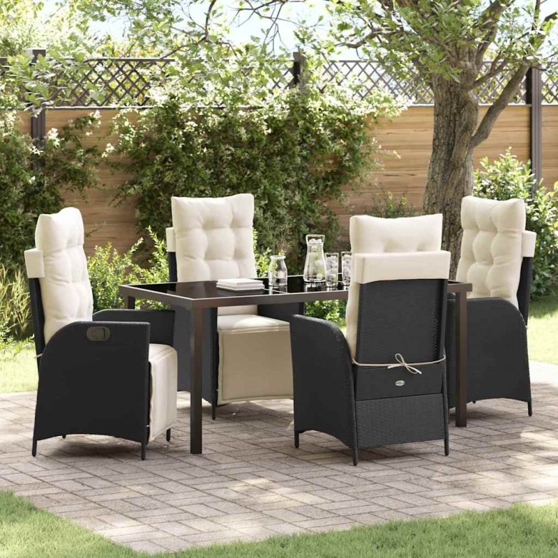 Ensemble de salle à manger pour jardin 5 pcs Noir polyrotin 613909613909