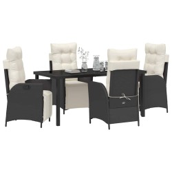 Ensemble de salle à manger pour jardin 5 pcs Noir polyrotin 613909613909