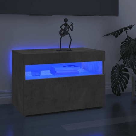 Meuble TV avec lumières LED gris béton 60x35x40 cm 613913613913