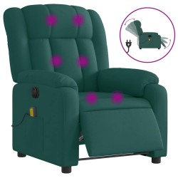 Fauteuil de massage inclinable électrique Vert foncé Tissu 613916613916