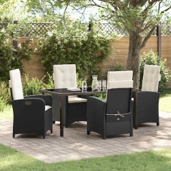 Ensemble de salle à manger pour jardin 5 pcs Noir polyrotin 613921613921