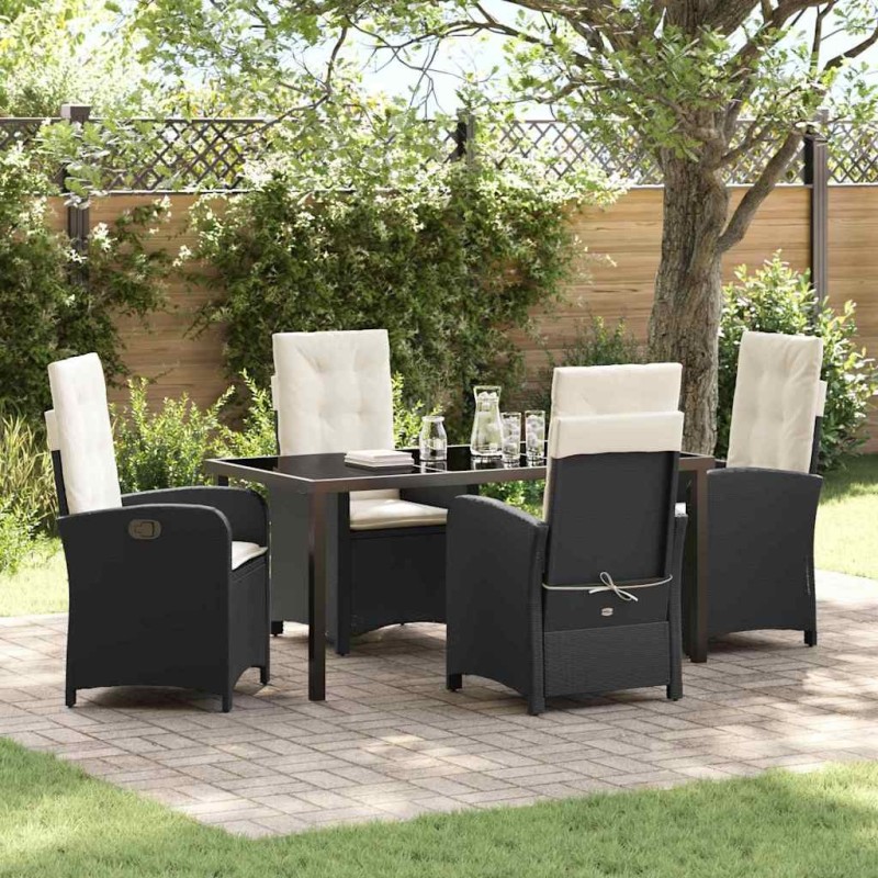 Ensemble de salle à manger pour jardin 5 pcs Noir polyrotin 613921613921
