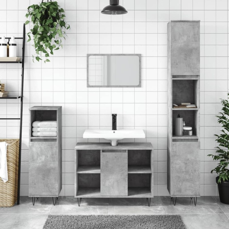 Armoire de salle de bain gris béton 30x30x100 cm 613929613929