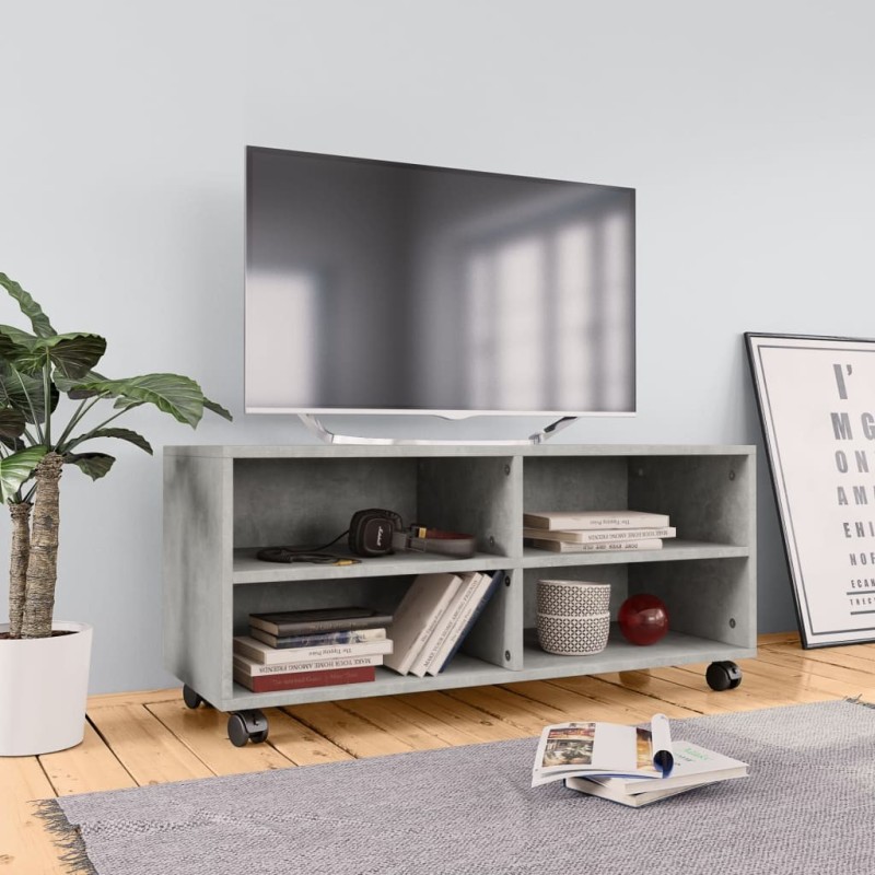 Meuble TV avec roulettes Gris béton 90x35x35 cm Bois ingénierie 613930613930