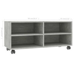 Meuble TV avec roulettes Gris béton 90x35x35 cm Bois ingénierie 613930613930