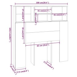 Armoire de tête de lit Gris béton 100x19x103,5 cm 613931613931