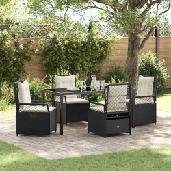 Ensemble de salle à manger pour jardin 5 pcs Noir polyrotin 613933613933
