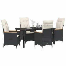 Ensemble de salle à manger pour jardin 5 pcs Noir polyrotin 613935613935
