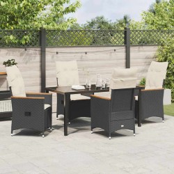 Ensemble de salle à manger pour jardin 5 pcs Noir polyrotin 613935613935