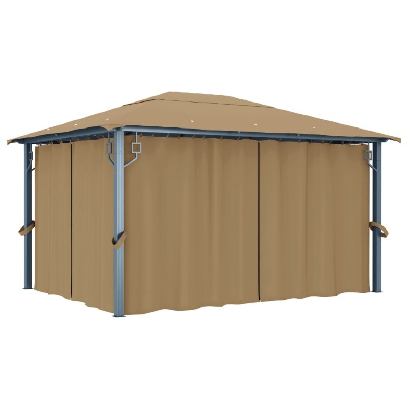 Tonnelle avec rideau 400x300 cm Taupe Aluminium 613942613942