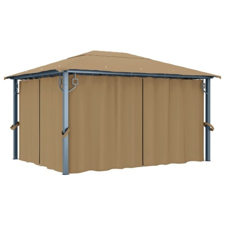 Tonnelle avec rideau 400x300 cm Taupe Aluminium 613942613942