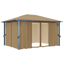 Tonnelle avec rideau 400x300 cm Taupe Aluminium 613942613942
