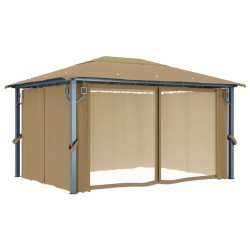 Tonnelle avec rideau 400x300 cm Taupe Aluminium 613942613942