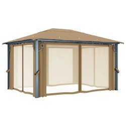 Tonnelle avec rideau 400x300 cm Taupe Aluminium 613942613942