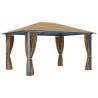 Tonnelle avec rideau 400x300 cm Taupe Aluminium 613942613942