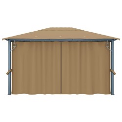 Tonnelle avec rideau 400x300 cm Taupe Aluminium 613942613942