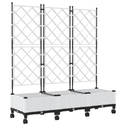 Bac de jardin avec treillis et roues 3 pc Blanc PP 613946613946