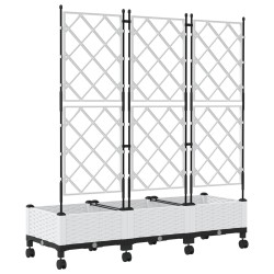 Bac de jardin avec treillis et roues 3 pc Blanc PP 613946613946