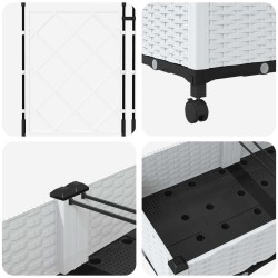 Bac de jardin avec treillis et roues 3 pc Blanc PP 613946613946