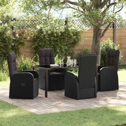 Ensemble de salle à manger pour jardin 5 pcs Noir polyrotin 613948613948
