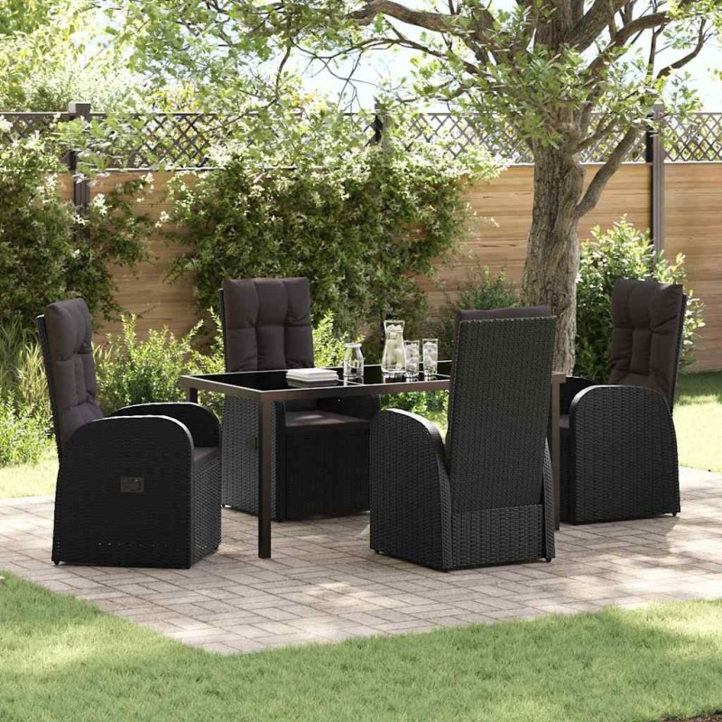Ensemble de salle à manger pour jardin 5 pcs Noir polyrotin 613948613948