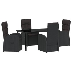 Ensemble de salle à manger pour jardin 5 pcs Noir polyrotin 613948613948